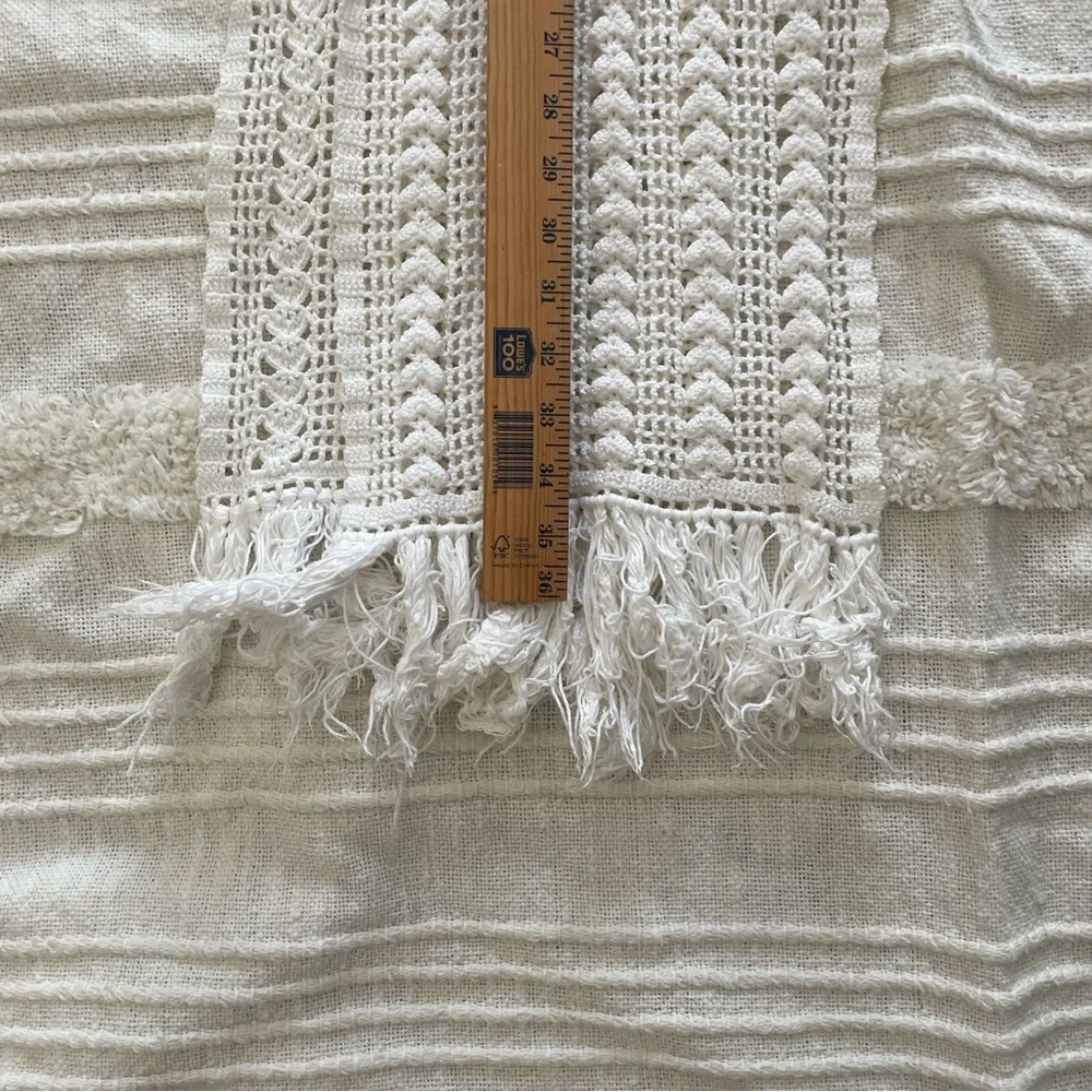 Bohemian handmade crochet scarf heart design fringed tassel detailing